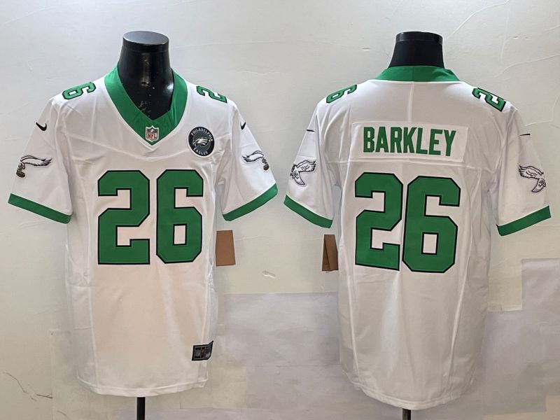 Men Philadelphia Eagles #26 Barkley White Retro three generations 2025 Nike Vapor Limited NFL Jersey style 3->philadelphia eagles->NFL Jersey